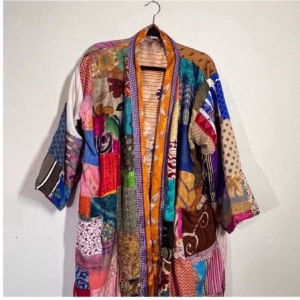 Colorful Patchwork Kimono Robe - Picture 4 of 8